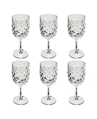 Abode Homewares Diamond Cut Acrylic Goblet Wine Glasses, Set of 6