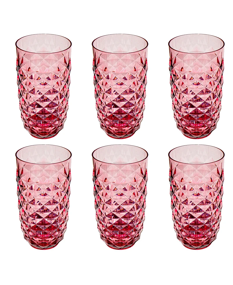 Abode Homewares Diamond Cut Acrylic Drinking Glasses, Set of 6