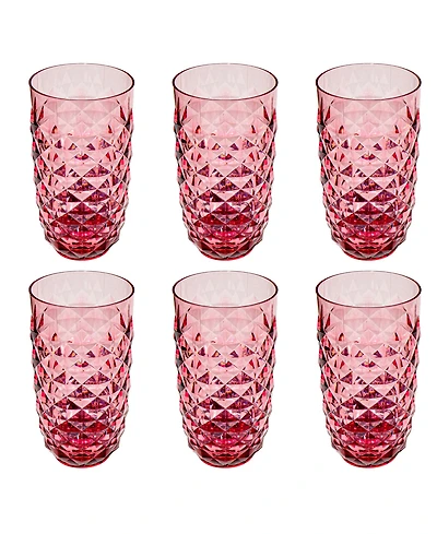 Abode Homewares Diamond Cut Acrylic Drinking Glasses, Set of 6
