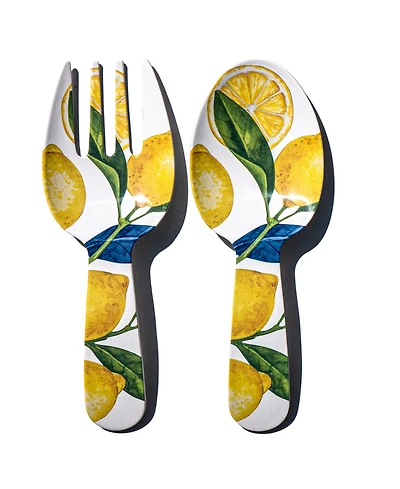 Abode Homewares Lemon Orchard Melamine Serving Utensils, Set of 2