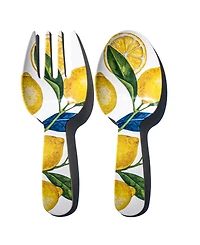 Abode Homewares Lemon Orchard Melamine Serving Utensils, Set of 2