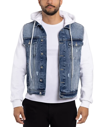 Men's Hooded Sweatshirt Denim Jacket