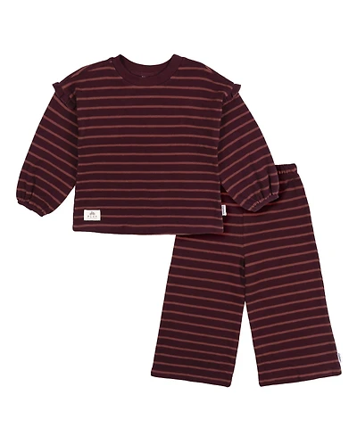 Gerber Toddler Girls Girls'2T to 5T 2-Piece Long Sleeve Top and Wide Leg Pant Set,