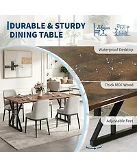71 Inch Industrial Dining Table For 4 6, Waterproof Tabletop, Heavy Duty Metal Frame, Ergonomic Height, Space Saving, Modern Rustic For Home, Office