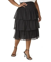 Ashley Stewart Plus Tiered Mesh Skirt