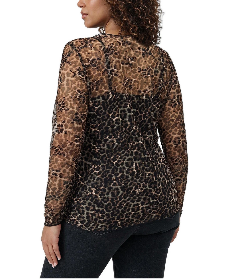 Torrid Plus Size Sheer Lace Crew Long Sleeve Top