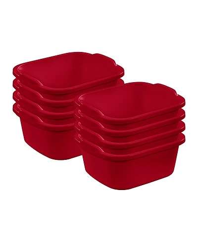 Sterilite Large Multi-Function Home 12-Qt Sink Dish Washing Pan, Red (8 Pack)