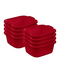 Sterilite Large Multi-Function Home 12-Qt Sink Dish Washing Pan, Red (8 Pack)