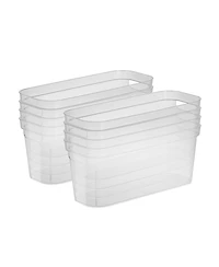 Sterilite 6.25x6.25x15 In Narrow Storage Bin with Carry Handles, Clear (8 Pack)