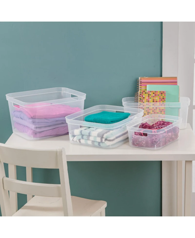 Sterilite 8.25x12.25x15 In Storage Bin w/ Carry Through Handles, Clear (24 Pack)
