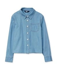 Lands' End Girls' 4-16 Long-Sleeve Denim Boxy-Fit Shirt