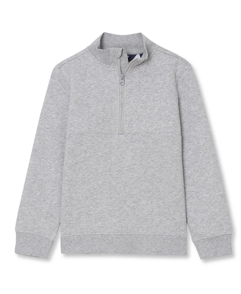 Lands' End Boys' 4-20 Quarter-Zip Mock-Neck Cotton-Blend Fleece Pullover