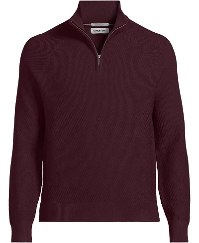 Lands' End Men's Long Sleeve Washable Merino Wool Quarter Zip Sweater