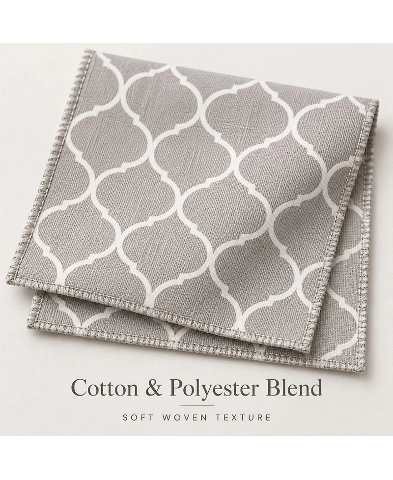 Kate Aurora Gray & White Lattice Clover Ultra Luxurious Window Curtains