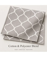 Kate Aurora Gray & White Lattice Clover Ultra Luxurious Window Curtains