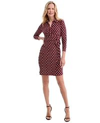 Anne Klein Petite Women's Collared Faux-Wrap Mini Dress