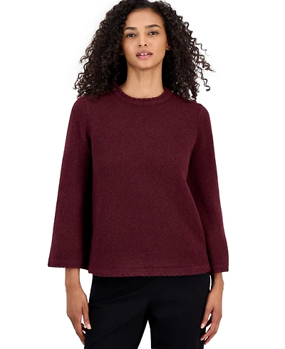 Anne Klein Petite Bell-Sleeve Braided-Trim Cardigan