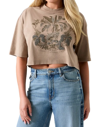 Guess Women's Jungle Resort Cropped Graphic T-Shirt