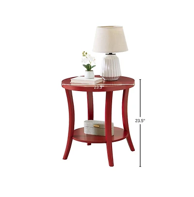 Roundhill Furniture Perth Round End Table with Shelf