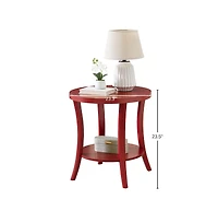 Roundhill Furniture Perth Round End Table with Shelf