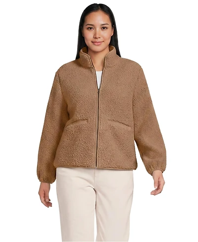 Lands' End Plus Boucle Full-Zip Fleece Jacket