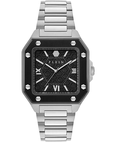 Philipp Plein Men's Plein Edge Silver Stainless Steel Bracelet Watch, 42mm