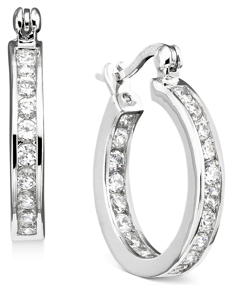 Giani Bernini Small Cubic Zirconia Inside Out Hoop Earrings Sterling Silver, 0.75", Created for Macy's
