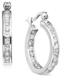 Giani Bernini Small Cubic Zirconia Inside Out Hoop Earrings Sterling Silver, 0.75", Created for Macy's
