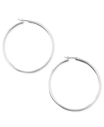 Guess 2" Silver-Tone Hoop Earrings