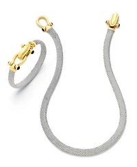 Italian Gold Horseshoe Necklace Bangle Set In 14k Gold Over Sterling Silver