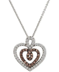 Le Vian Chocolatier Diamond Double Heart Pendant Necklace (9/10 ct. t.w.) in 14k White Gold