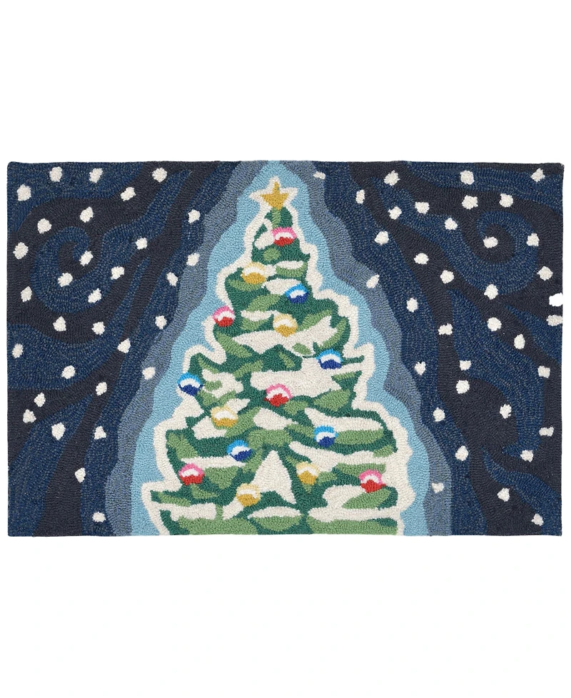 Liora Manne Front Porch Indoor/Outdoor Xmas Tree Midnight 2' x 3' Area Rug