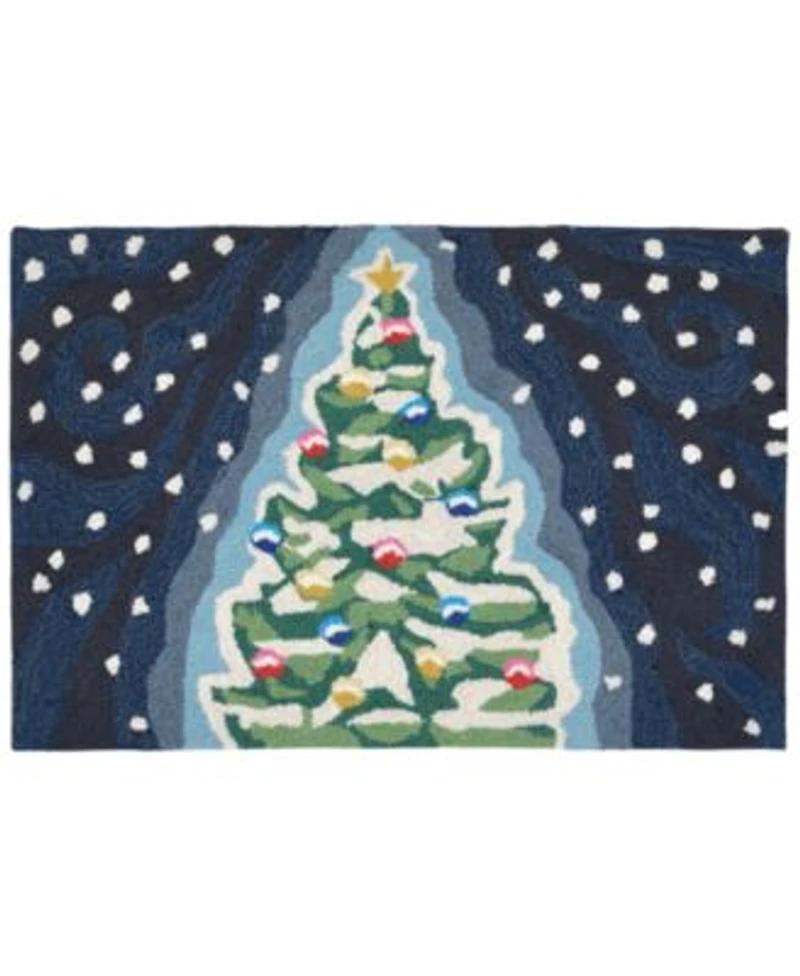 Liora Manne Front Porch Indoor Outdoor Xmas Tree Midnight Area Rug