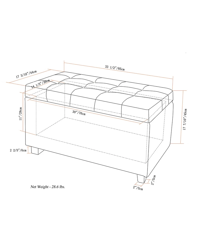Verona Faux Leather Storage Ottoman