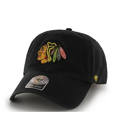 Men's '47 Brand Black Chicago Blackhawks Team Clean Up Adjustable Hat