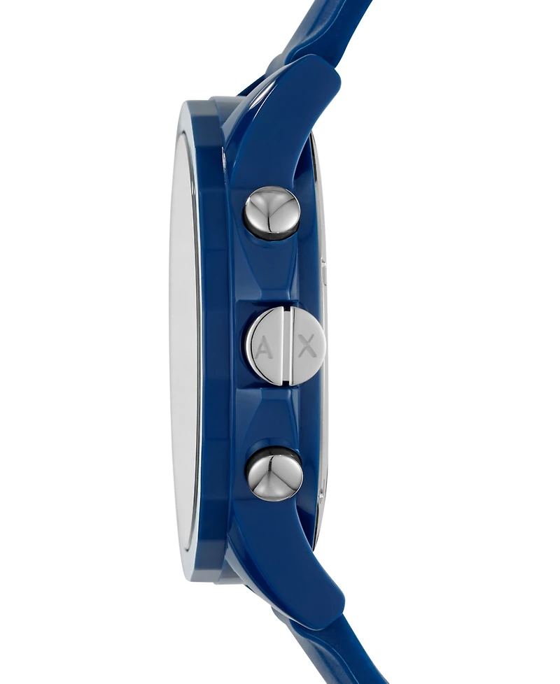 A|X Armani Exchange Unisex Chronograph Blue Silicone Strap Watch 44mm AX1327
