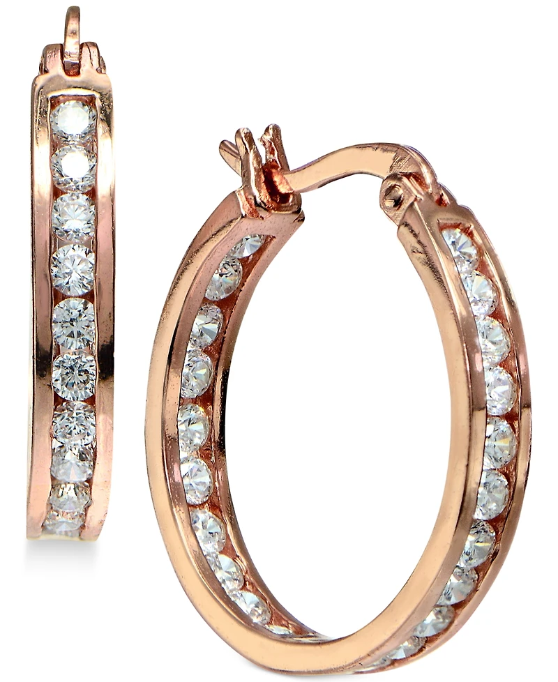 Giani Bernini Small Cubic Zirconia Inside Out Hoop Earrings Sterling Silver, 0.75", Created for Macy's