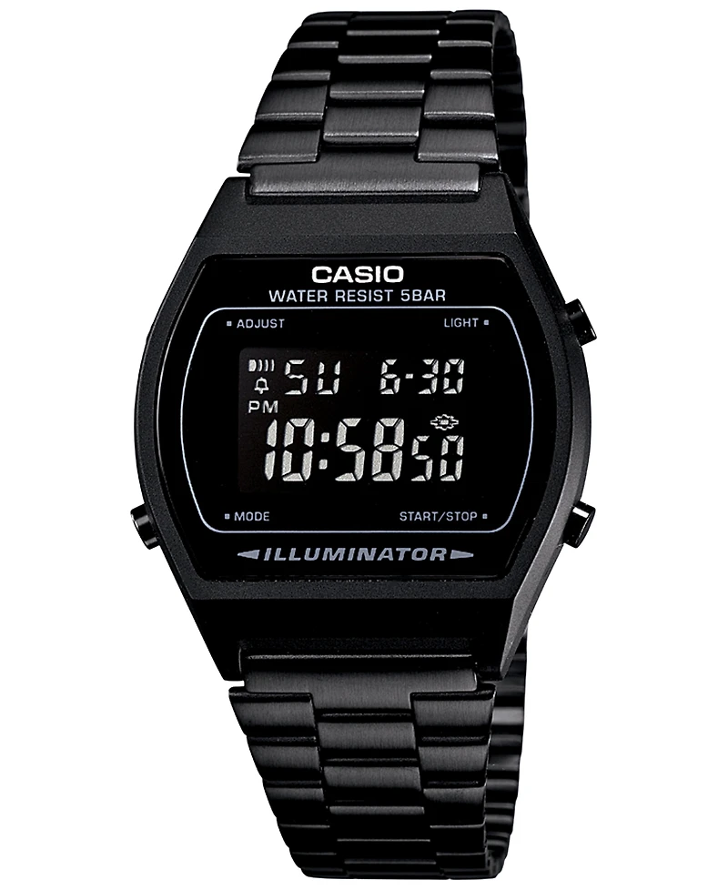 Casio Men's Digital Vintage Black Stainless Steel Bracelet Watch 39x39mm B640WB-1BMV