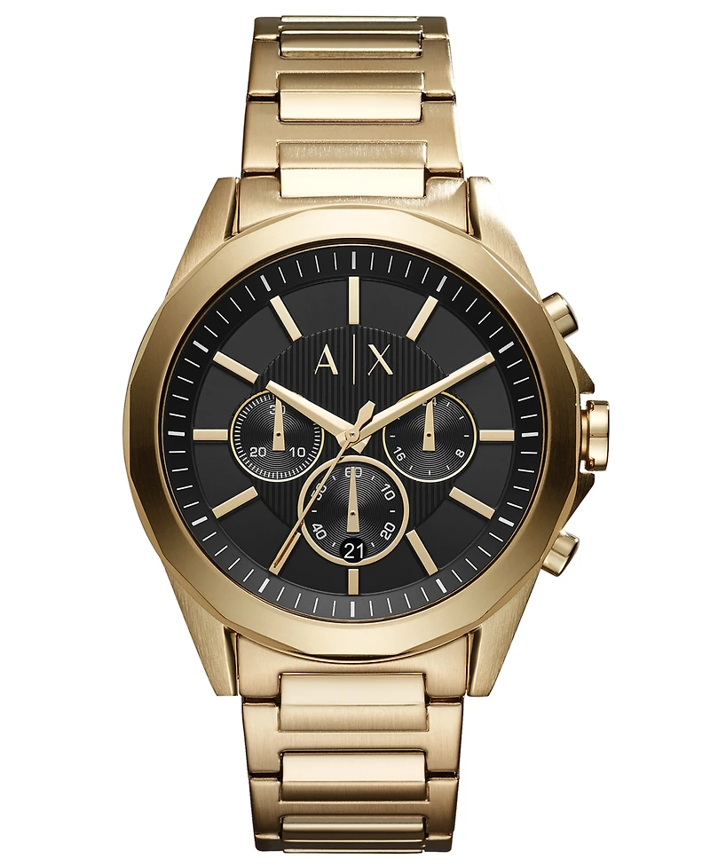 Men's Chronograph Gold-Tone Stainless Steel Bracelet Watch 44mm