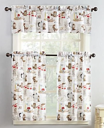 Brew Coffee Shop Semi Sheer Rod Pocket Kitchen Curtain Valance Tiers Set