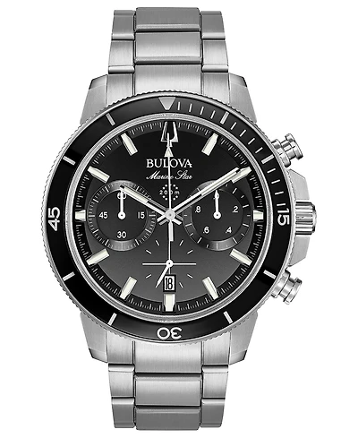Bulova Men's Chronograph Marine Star Stainless Steel Bracelet Watch 45mm