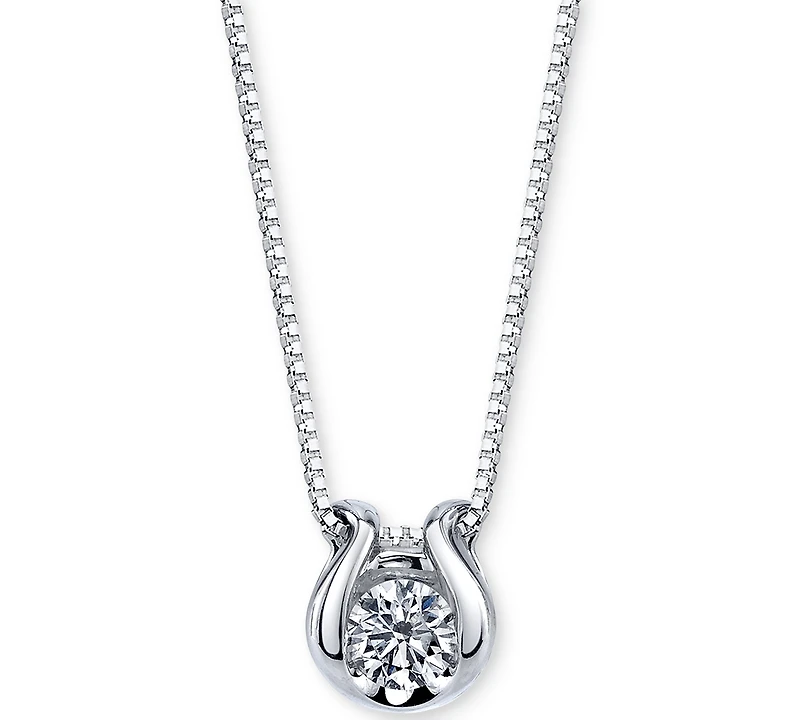 Sirena Bezel-Set Diamond (1/12 ct. t.w.) Pendant Necklace 14k Gold