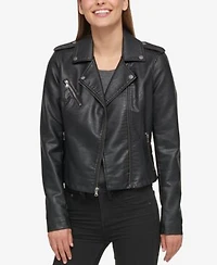 Levis Womens Classic Faux Leather Asymmetrical Moto Jacket