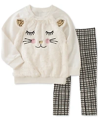 Kids Headquarters 2-Pc. Faux-Fur Sweatshirt & Leggings Set, Baby Girls (0-24 months)