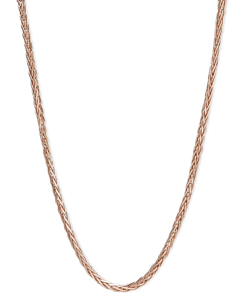 14k Rose Gold Necklace, 16" Diamond Cut Wheat Chain (9/10mm)
