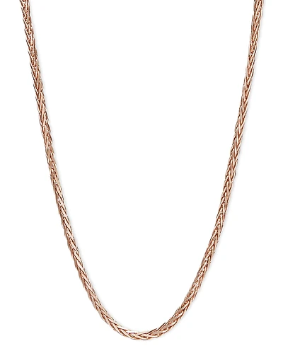 14k Rose Gold Necklace, 16" Diamond Cut Wheat Chain (9/10mm)