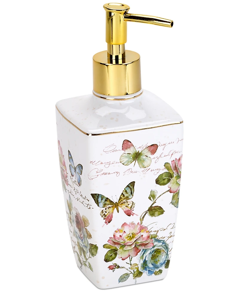 Avanti Butterfly Garden Ceramic Soap/Lotion Dispenser