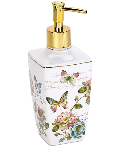 Avanti Butterfly Garden Ceramic Soap/Lotion Dispenser