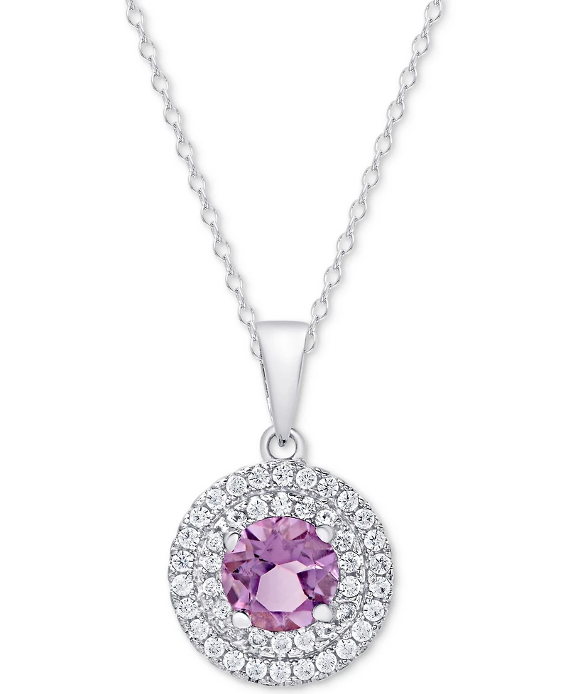Amethyst (1-1/3 ct. t.w.) & White Topaz (3/8 ct. t.w.) Pendant Necklace in Sterling Silver