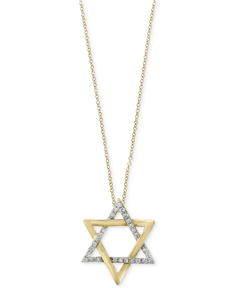 D'Oro by Effy Diamond Star of David Pendant Necklace (1/10 ct. t.w.) in 14k Gold